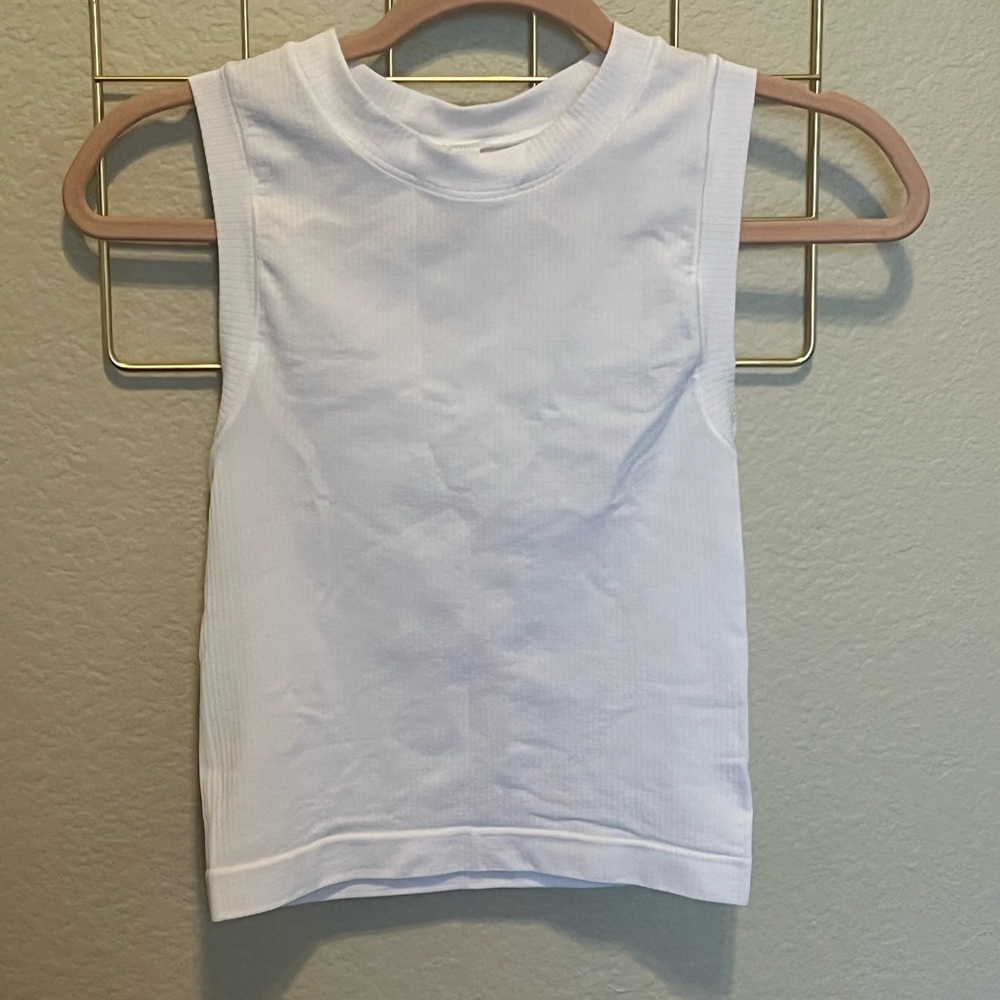 Athleta White Ribbed Tank Top